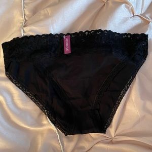 Adore Me Bikini Cotton/Spandex Cotton-jersey body Lace trim Black 2X